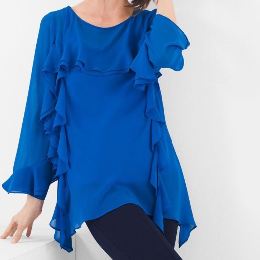 Chico's Black Label Tiered Flounce Top NWT reg $139 Size 3